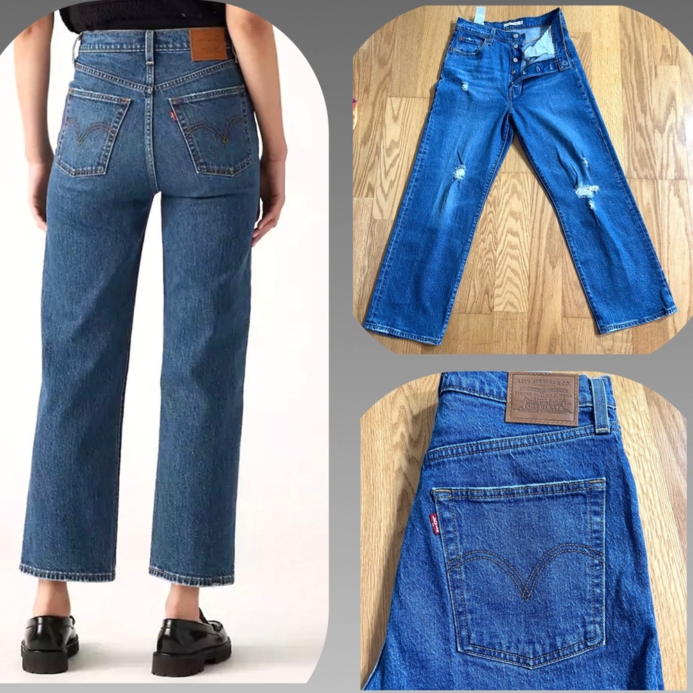 ✅NWOT LEVI’S RIBCAGE STRAIGHT ANKLE Blue denim Jeans 29